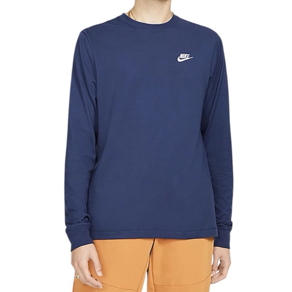 Nike Sportswear Men's Long-Sleeve T-Shirt w/Embroidered Logo, Midnight Navy